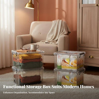Clear Tote with Handle Portable Lidded Clear container Stackable for Parents, Families