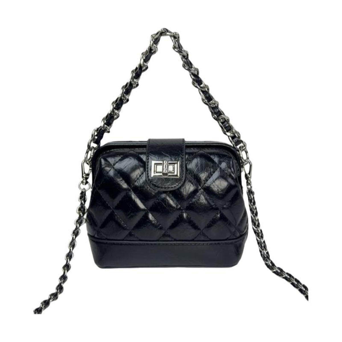 Mini quilted box bag with handle