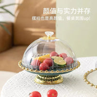 轻奢高脚蛋糕盘展示架托盘面包甜品水果蛋糕盘带盖生日下午茶点心