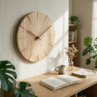 Wooden Wall Clock No Round Wall Clock 30cm for Living Room
