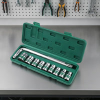 Socket Wrench Kit 1/2-Inch Socket Set with Case Chrome-Finished Tool Set with Sockets for Mechanics, Amateur Mechanics, Automotive Repair, Garage