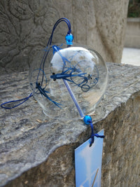 Japanese Style Hand-Blown Glass Wind Chime with Kyoto Blue Fish Design for Home Decor and Events