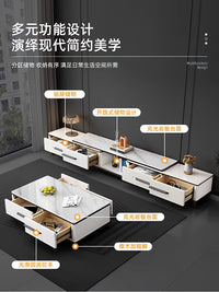 Solid Wood Extendable TV Cabinet and Coffee Table Set
