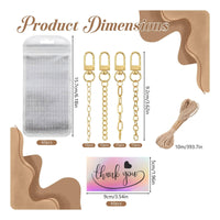 60 Pieces Gold-Tone Keychain Charm Natural Twine Crab Clasp Connector