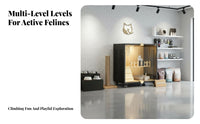 Luxury Villa Design Multi-Level Feline Condo Spacious Interior Multi-Level Feline Cabinet Easy to Pet-Friendly Furniture Good Ventilation for Indoor Felines, Kittens, Felinetery, Play Area, Living Room, Home