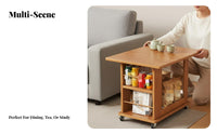 transformable Rolling Cabinet Foldable Design Tea Table Space-Saving for Bedroom