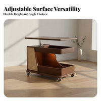 Bus-Shaped elevatingTop Trolley Height Adjustable C-Shaped Rolling Table for Bedroom
