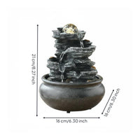 Compact Design Desktop Water Fountain USB Powered Indoor Water Fountain with Light House Decoration for Living Room, Office, Meditation Space, Bedroom