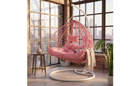 Rattan-Style Hanging Basket Chair Cocoon-Like Hanging Chair with Stand Freestanding Furniture Padded for Balcony
