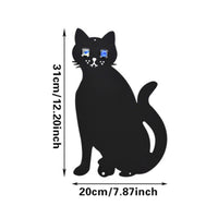 Hollow Cat Silhouette Yard Stake Outdoor Garden Iron Decoration Weather-resistant Black Coating Glowing Eyes Suitable for Halloween Lawn Porch Backyard Display