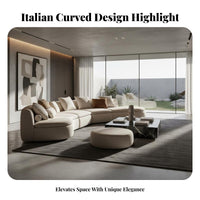 Semicircle Shaped Couch Rounded Corners Curved Sectional Sofa Comfortable Deep Seats Modern Minimalist Sofa for Homeowners, Beauty Salon, Lounge