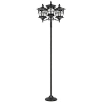Outdoor Post Light with Three Lanterns Cordless for Garden