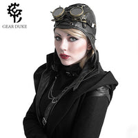 Medieval Knight Retro Hat Steampunk PU Leather Round Top Unisex Magic Hat Cosplay Prop