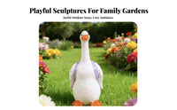 Cartoon Duck Statue Weather Resistant Resin Duck Figurine Adorable Resin Animal Figure for Landscaping, Kindergarten, Patio