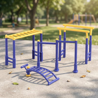 4 Pieces Mini Miniature Gym Set Plastic Dollhouse Playground Equipment Two-Tone Miniature Parallel Rails Colorful for Children, Collectors, Pretend Play, School Diorama