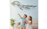 School of Fishes Wall Seascape artThemed 3D Metal Fishes Wall Art Coastal for Homeowners, Living Room, Entryway, Bedroom