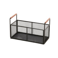 Mesh Basket with Wood Handles Breathable Cabinet Organizer Basket Long-Lasting