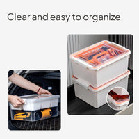 Tiered Tool Box Set, Plastic Storage Organizer, Transparent