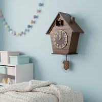 Wooden Cuckoo Clock Solid Wood Chime Clock Light Sensor for Children