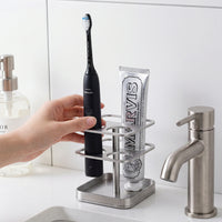 304 Stainless Steel Toothbrush Holder - Vintage Style Bathroom Organizer for Countertop