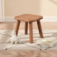 Solid Wood Kids Stool Small Wooden Stool with Tapered Legs Compact Furniture Sturdy for Toddlers, Playroom, Entryway
