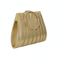 Elegant Design Pleated Evening Bag Compact Interior Circular Handle Clutch for Banquet, Wedding