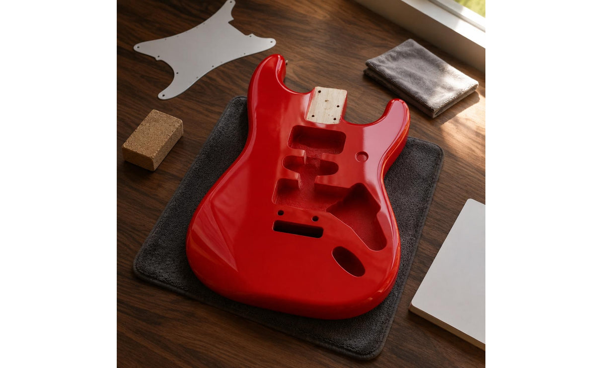 Polyester Finish S-styleStyle Body Contoured Heel Paulownia Wood Body Two-Point Tremolo Mount Music Instrument Parts Four-Bolt Neck Pocket