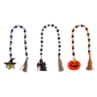 Halloween Wooden Bead Hanging Ornaments - Witch Castle Theme