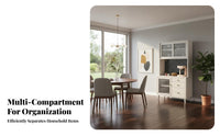 Sintered Stone Top Sideboard Storage Cabinet Buffet Cabinet Fluted Glass Drawers Multifunctional Hard-wearing Surface Suitable for Homeowners Families Dining Room Kitchen Hallway