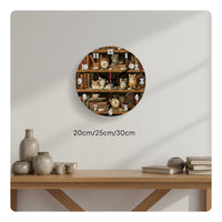 Cat Print Wall Clock Silent Movement Home Decor Battery Operated for Bedroom