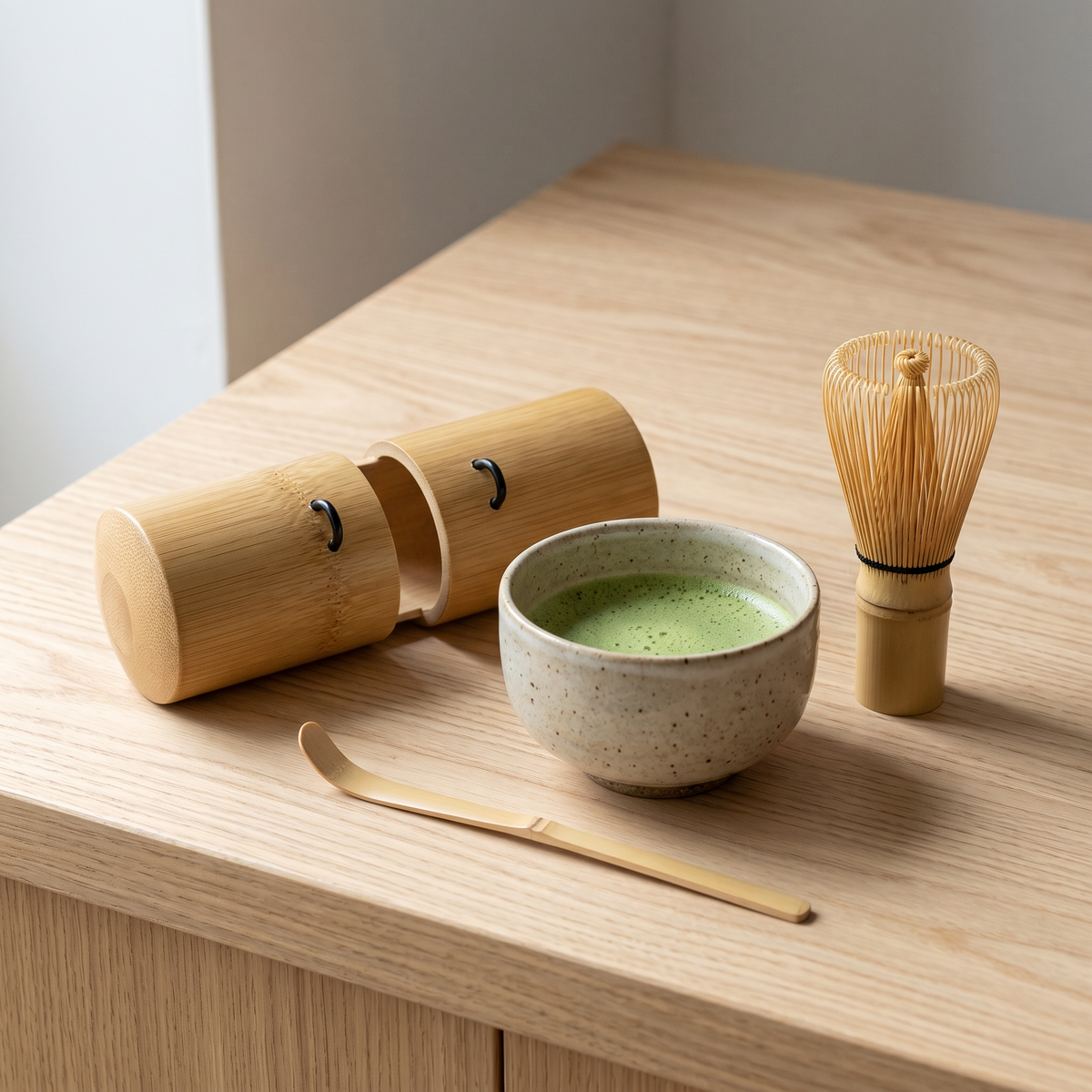 Japanese Matcha Whisk Set with Scoop - Portable Travel Tea Ceremony Kit