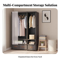 Covered Clothing Rack particleproof Cover Portable Closet Easy Assembly for Students