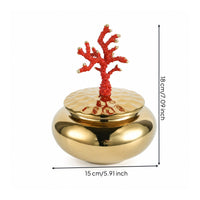 Tabletop Container with Coral Ornament Glossy Ceramic Jar with Lid Versatile Decorative Jar for Bedroom