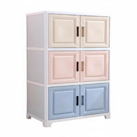4-Tier Cabinet with Doors Space-Saving Household Storage Large Capacity