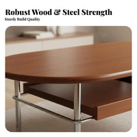 Oval Stand with Sliding Tray Modern Minimalist Tea Table Medieval Design