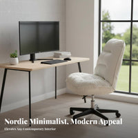 Luxuriously Soft Armless Rolling Chair Easy Assembly Office Furniture Adjustable