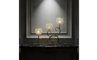 Candle Holder with Crystal Shades Gold-Tone 3-Lite Candelabra Ornate for Brides