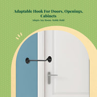 Hook and loop latch, windproof door lock, adjustable window lock, sturdy duty, easy installation, for bedroom, sliding doors, panes, gate, black