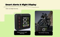 Tire Pressure Gauge, cordless Motorcycle TPMS, immediate alert, LCD Display, Waterproof, Two-Wheeler