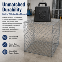 Galvanized PVC Coated Gabion Basket, Steel Gabion Cages for Retaining Walls, High Resistance for Flood Control, Riverbank Protection