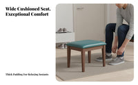 Upholstered Entryway Bench Solid Wood Frame Low Stool High-Density Foam Filling