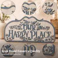 Metal Wall Sign Sign Farmhouse Style Embossed Wall Sign Floral Detail