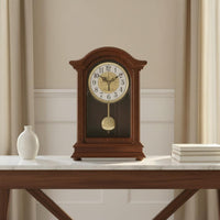 Wooden Pendulum Clock Hourly Chime Pendulum Desk Clock European Home Decor for Living Room, Office