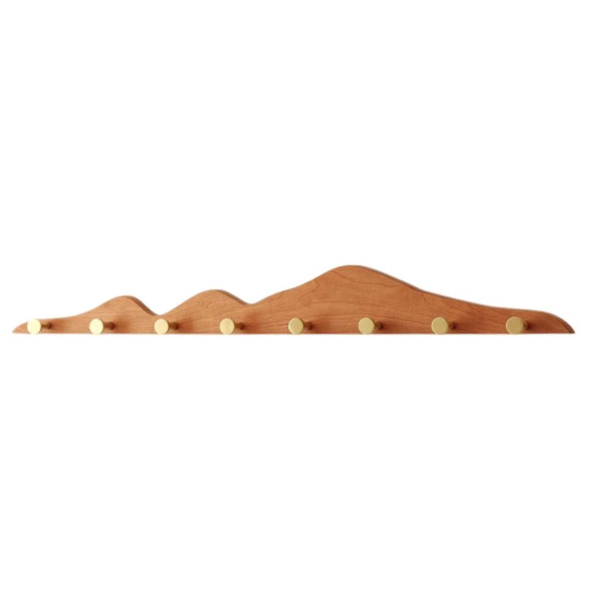 Wooden Hook Rack with Brass Hooks Multi-Purpose Wave-Shaped Coat Hanger Sturdy