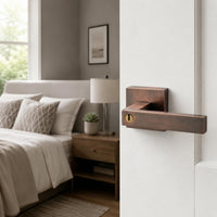 Square Rosette Lever-Style Door Latch & Tumbler Cylinder Bedroom Door Lock Modern House Hardware