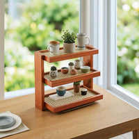 Three-Tier Storage Shelf Tiered Countertop Rack with Trays Sturdy Furniture for Tea Room
