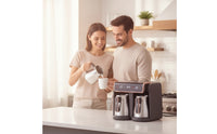 Compact Double-chamberPot Coffee Maker Countertop Coffee Machine with Two Pots Space-Saving Appliance Fast Brew for Couples