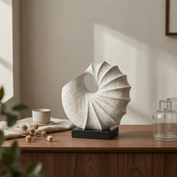 Shell Sculpture Distressed Sculpture with Base Textured Shell Decor for Decorators, Homeowners, Console Table, Living Room, Bookshelf