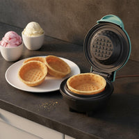 Multi-Functional Mini Waffle Bowl Creator Non-Stick Ice Cream Bowl Press Easy Cleanup Electric Fluted Cake Creator for Dessert, Party