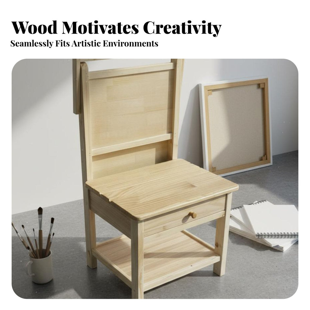 Multifunctional Art Student Desk with Drawer Integrated Design Drawing Table Stool Combo Multi-Purpose All-in-Single Art Station Space-Saving for Beginners, Hobbyists, Designers, School, Study Room, Workshop, Home Office